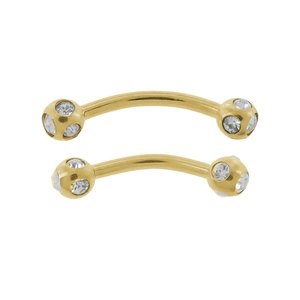 Stainless steel (316L) banana piercing for eyebrow - golden balls with zirconia