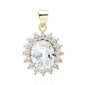 Silver (925) gold-plated pendant white zirconia