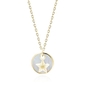 Silver (925) gold-plated necklace - star in a circle with Mother of pearl