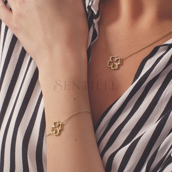Silver (925) necklace with zirconia - gold-plated clover