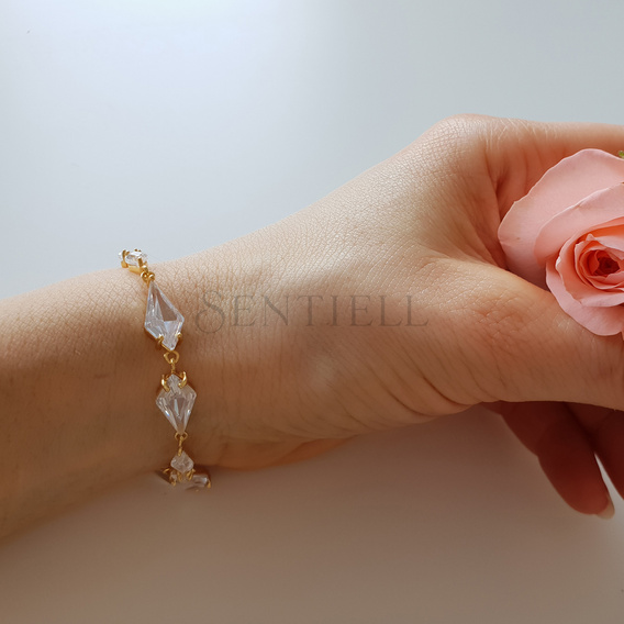 Silver (925) stylish, bridal, bracelet with zirconia