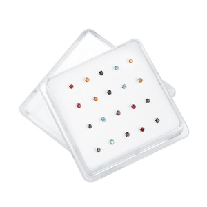 Silver (925) nose stud earrings with zirconia in a box - varied colours