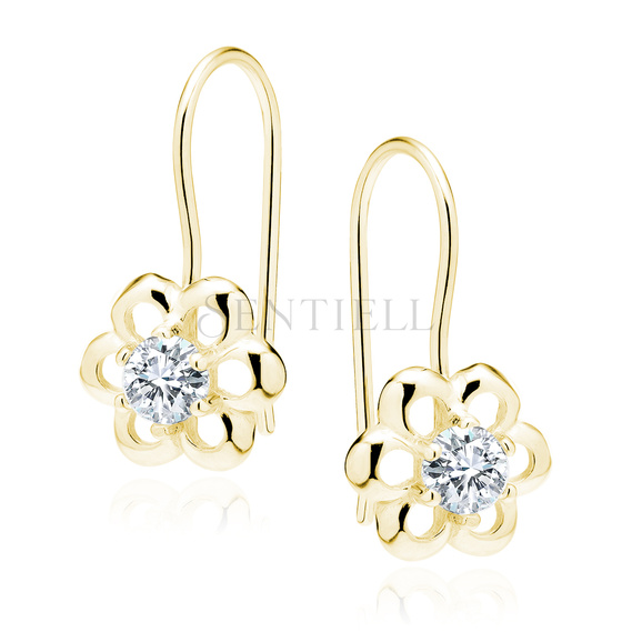 Silver (925) gold-plated Earrings white zirconia