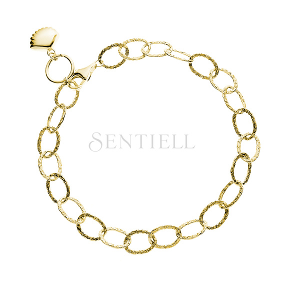 Silver (925) gold-plated textured bracelet with shell