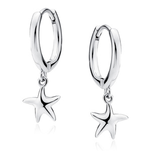Silver (925) earrings hoop with starfishes