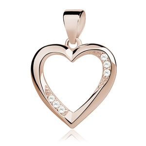 Silver (925) rose gold-plated pendant white zirconia heart