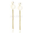 Silver (925) gold-plated earrings - circles with chains