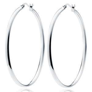 Silver (925) earrings hoops - highly polished