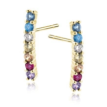 Silver (925) gold-plated earrings with various colors of zirconias