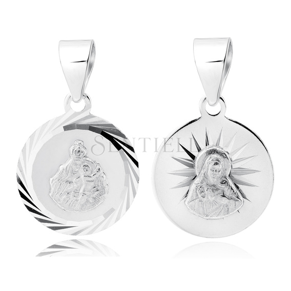 Silver (925) pendant diamond cut - Scapular Mary / Jesus