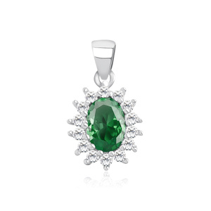 Silver (925) pendant with elegant emerald zirconia