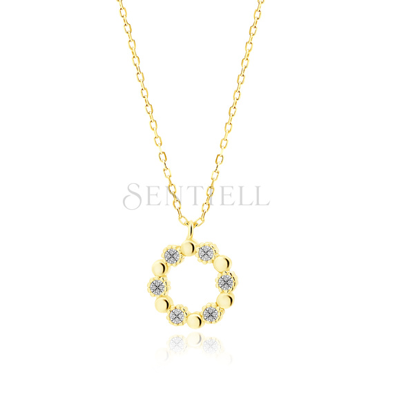 Silver (925) gold-plated necklace - flower with zirconias