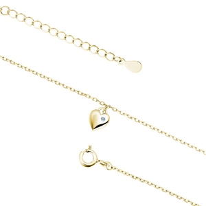 Silver (925) gold-plated anklet - heart with white zirconia