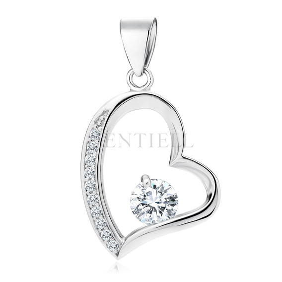 Silver (925) pendant white zirconia - heart microsetting and white zirconias