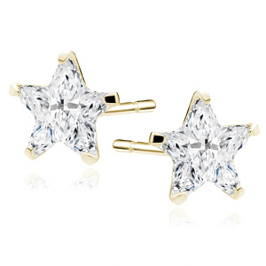 Silver (925) gold-plated earrings white zirconia 5 x 5mm stars