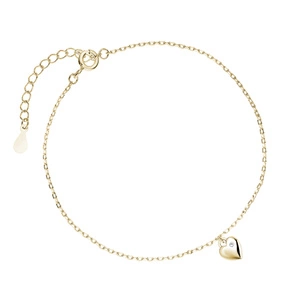 Silver (925) gold-plated bracelet - heart with white zirconia