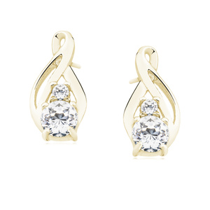 Silver (925) gold-plated earrings with white zirconia