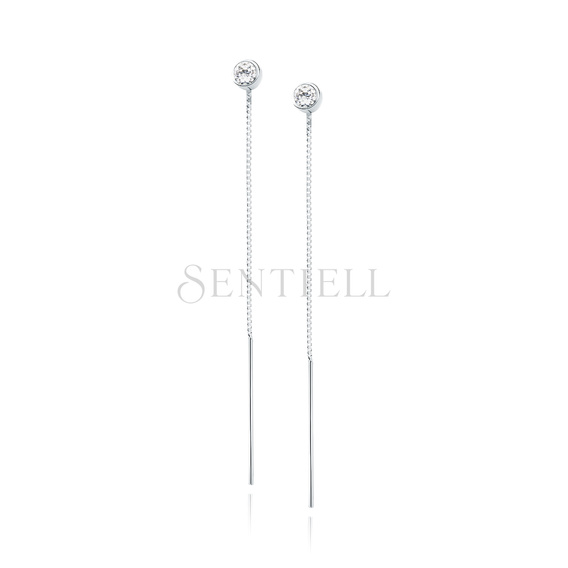 Silver (925) earrings - circle with white zirconia