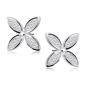 Silver (925) flowers earrings with zirconia