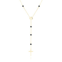 Silver (925) gold-plated necklace with black spinels and cross