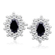 Silver (925) Earrings black colored zirconia