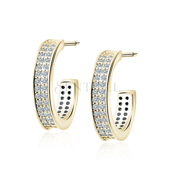 Silver (925) gold-plated earrings open hoop with zirconias