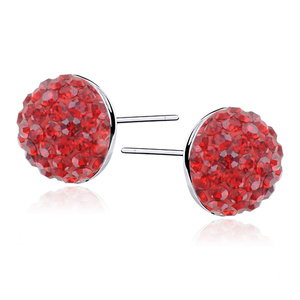 Silver (925) earrings red half ball