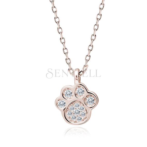 Silver (925) necklace -rose  gold-plated dog / cat paw