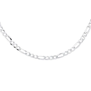 Silver (925) diamond-cut chain - figaro extra flat Ø 140 rhodium-plated