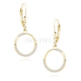 Silver (925) Earrings - cirlce with white zirconia