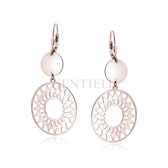 Silver (925) rose gold-plated earrings - mandala with circle