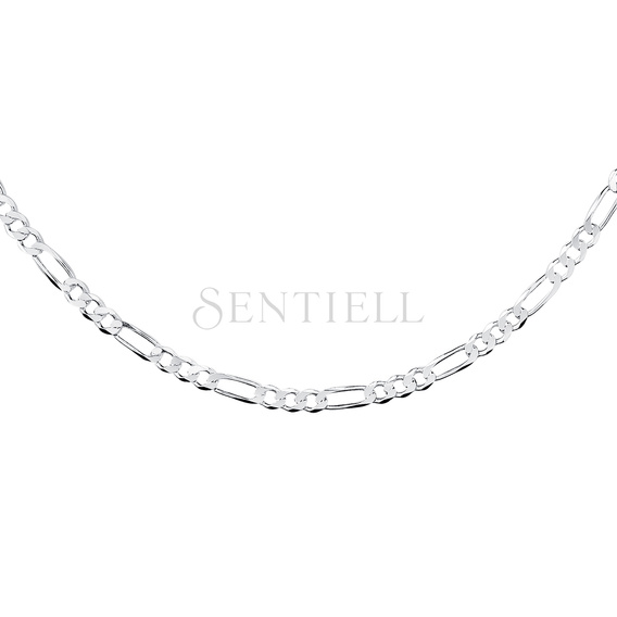 Silver (925) diamond-cut chain - figaro extra flat Ø 120 rhodium-plated