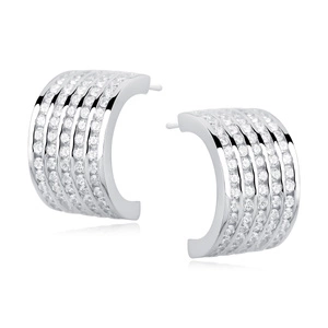 Silver (925)earrings open hoop with zirconia