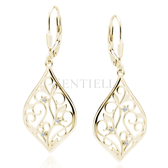 Silver (925) gold-plated earrings with white zirconias