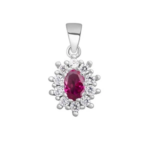 Silver (925) pendant ruby colored zirconia