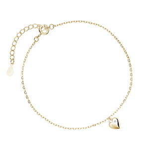 Silver (925) gold-plated bracelet - heart with white zirconia