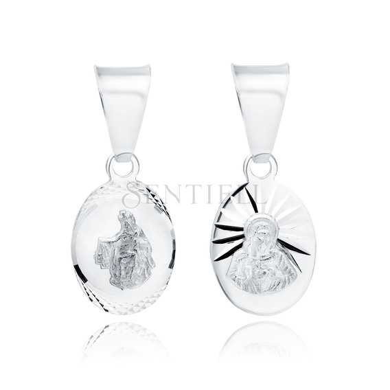 Colgante de plata de ley 925 Jesús Cristo / Escapulario María