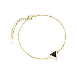 Silver (925) gold-plated bracelet - triangle with black zirconia