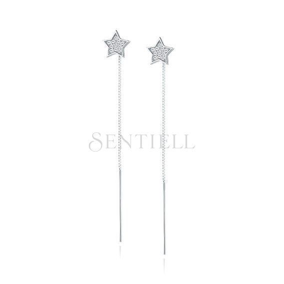 Silver (925) stars earrings with zirconias