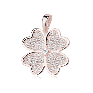 Silver (925) Clover pendant with zirconia gold-plated