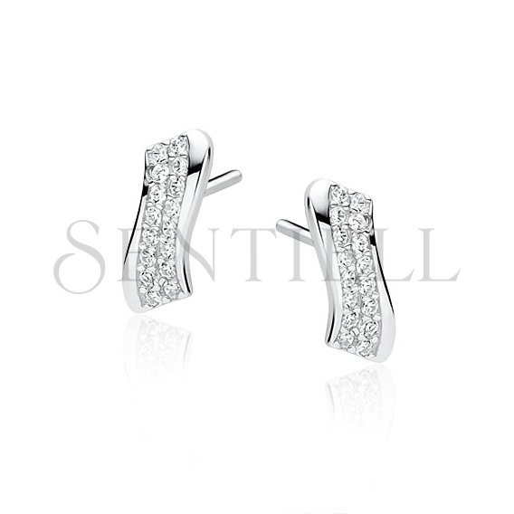 Silver (925) earrings with white zirconia