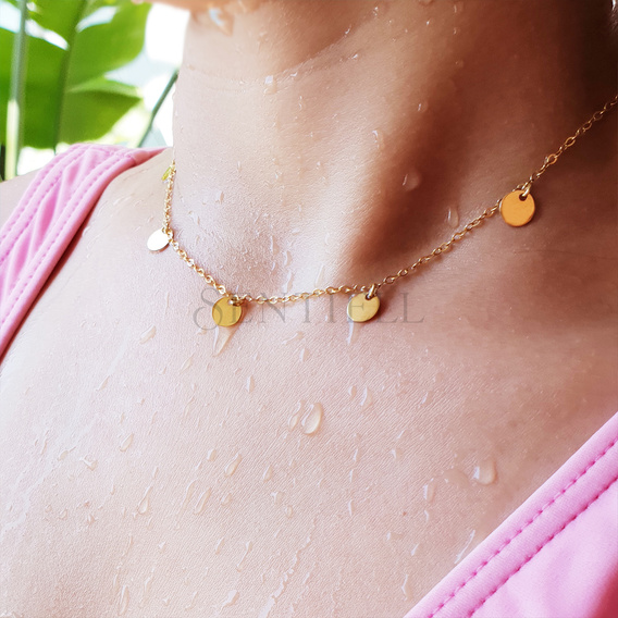 Silver (925) choker necklace with round pendants - gold-plated