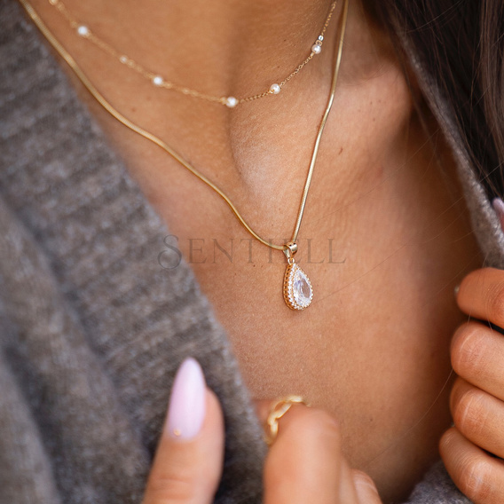 Silver (925) gold-plated pendant with white zirconia