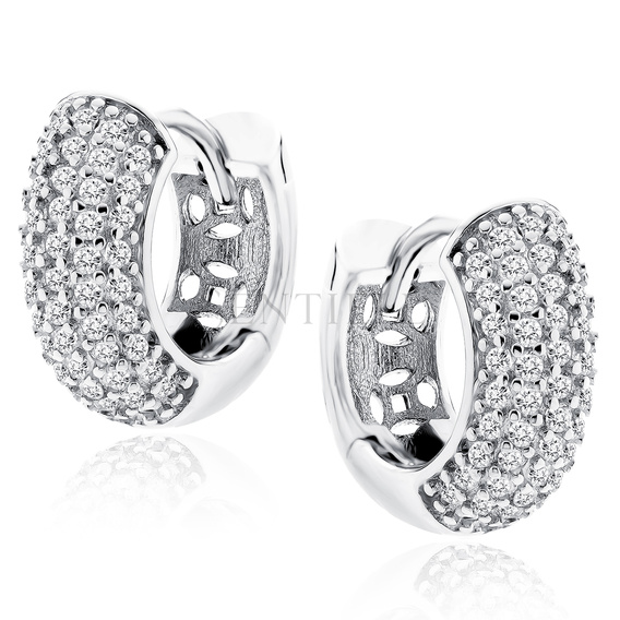 Silver (925) earrings hoop with zirconias