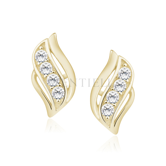 Silver (925) gold-plated earrings with white zirconias
