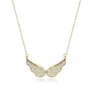 Silver (925) necklace - wings with zirconia, gold-plated