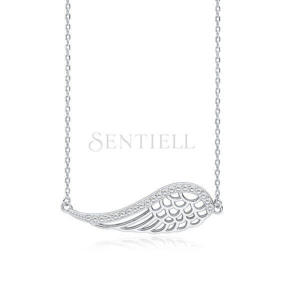 Silver (925) necklace - wing with zirconia