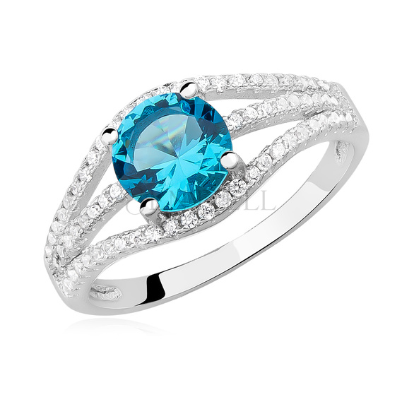 Silver (925) ring with aquamarine zirconia