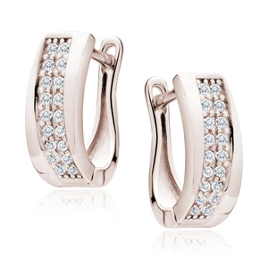 Silver (925) rose gold-plated earrings white zirconia