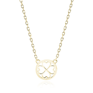 Silver (925) gold-plated necklace - clover / hearts in a circle